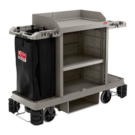 Suncast Suncast  Housekeeping Cart, Standard Plus with 4 Premium Rollers, Platinum HKC1550